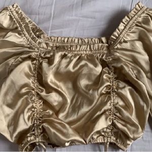 Ruched tanish goldish small crop top